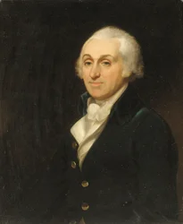 Portret van Thomas Harley, halflang, in een blauwe jas en witte vest