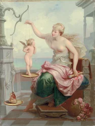 Cupidon Wegen Tegen een Vlinder