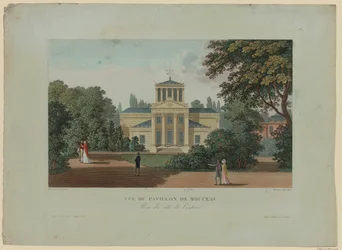 Uitzicht op het Pavillon de Monceau vanaf de Ingang, gegraveerd door Nyon Jeune, 1816