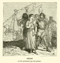 Julius Caesar gevangen genomen door Cilische piraten tijdens het oversteken van de Egeïsche Zee, ca. 75 v.Chr.