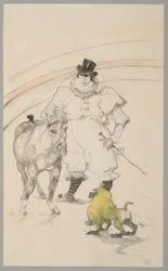 In het circus: Getrainde pony en baviaan