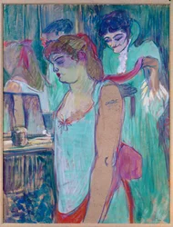 De getatoeëerde vrouw of de toilette (pastel op karton)