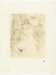Portret van actrice Marcelle Lender buigend voor het publiek