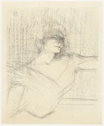Portret van actrice Yvette Guilbert in Dans la Glu