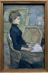 Het jonge model Helene Vary in het atelier. Kunstwerk door Henri de Toulouse Lautrec (1864-1901)
