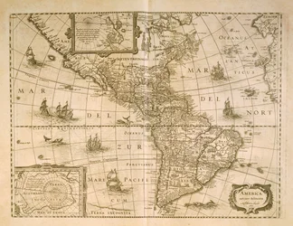 Kaart van Amerika door Henricus Hondius
