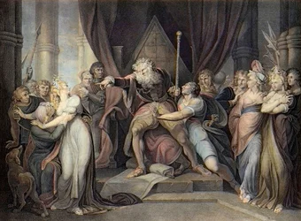 Shakespeare - King Lear - Act I Scene I. - King Lear Verwerpt Zijn Dochter Cordelia - gravure naar Henry Fuseli