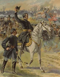 Generaal Hooker bij de Slag om Chancellorsville, Virginia, Amerikaanse Burgeroorlog, 3 mei 1863