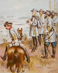 Generaal Robert E. Lee (1807-70) bij de Slag om Fredericksburg, 13 december 1862