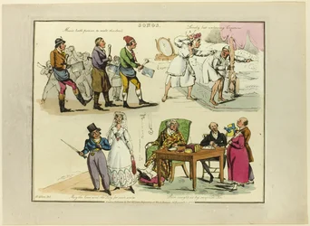 Plaat van illustraties tot populaire liedjes