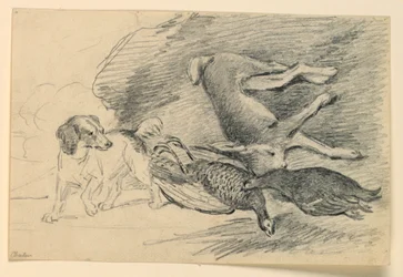 Studie van een Hond Naast Gedode Wild