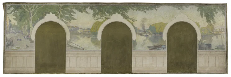 Schets voor het stadhuis van Asnières: De Seine bij de Clichy-brug