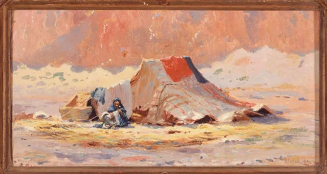 Arabische tent in de woestijn bij Blidah
