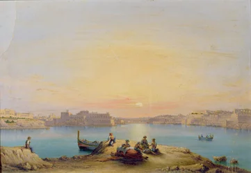 Valetta Haven bij Zonsondergang