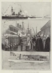 Aankomst van de Koning van Siam, Zijne Majesteit en de Hertog van York bij Spithead