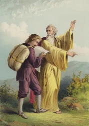 Christian en Evangelist (chromolitho)