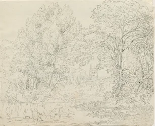 Tamworth - Landelijk Uitzicht: pen en inkt tekening, nd [1788-1855]