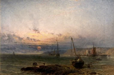 Kustscène, Zonsondergang, 1852