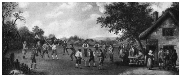 Een cricketwedstrijd op het platteland, 19e eeuw, 1912