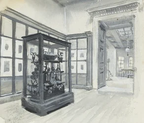 Interieur van het Brits Museum met de galerij van gravures