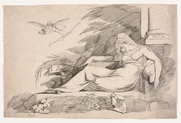 Slapende Vrouw met een Cupido