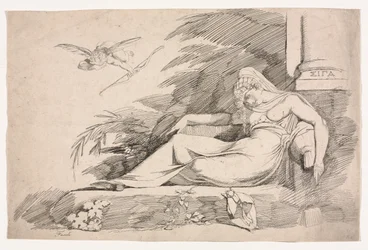 Slapende vrouw met een Cupido, 1780-1790