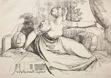 Specimens of Polyautography: Vrouw op een sofa