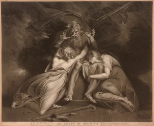 De dood van Oedipus, gegraveerd door William Ward