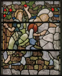 O gij groene dingen, detail van het Benedicite-raam, ca. 1895
