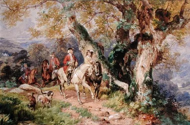 18e-eeuwse figuren in een landschap