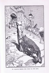 Sint Franciscus brengt de wolf naar de stad, 1912