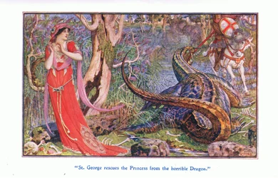 Sint-Joris redt de prinses van de afschuwelijke draak, 1912