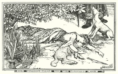 De prinses Pulja en het vermoorde lam (litho)