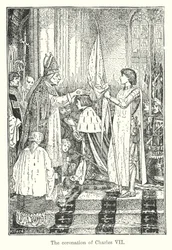 De kroning van Karel VII (litho)