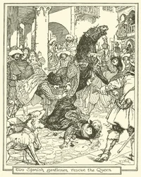 Twee Spaanse Heren Redden de Koningin