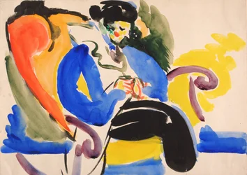 Calligrafisch #2 Vrouw op stoel, 1914-1918