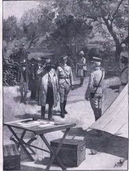 De overgave van Cronje, illustratie uit Cassells Geschiedenis van Engeland, 1900s
