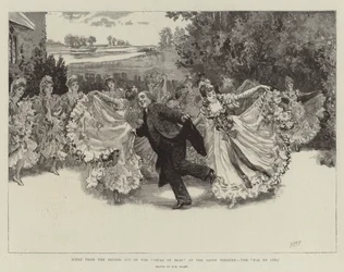 Scène uit de Tweede Acte van de Vicar of Bray in het Savoy Theatre, de Pas de Cinq