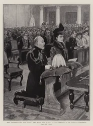 De Dankzegging voor Vrede, de Koning en Koningin bij de Dienst in St Paul