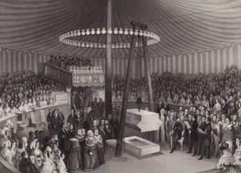 Ceremonie van het leggen van de eerste steen van de Nieuwe Royal Exchange door Albert, Prins-Gemaal, City of London