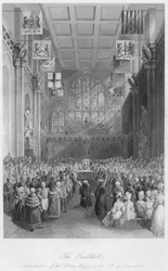 De Guildhall. Installatie van de Lord Mayor op 8 november, ca. 1841