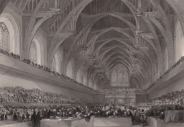 Proces van Warren Hastings, gouverneur-generaal van Bengalen, in Westminster Hall, Londen