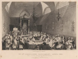 William vierde sluiting van het parlement, april 1831. House of Lords: verwoest door brand op 16 oktober 1834