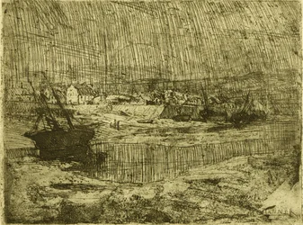 Omgeslagen vissersboten, Bretagne