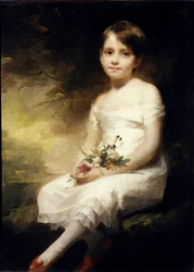 Portret van Nancy Graham of klein meisje met bloemen