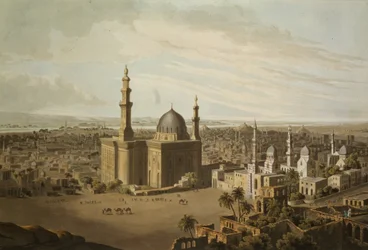 Uitzicht op Groot Caïro, gegraveerd door Daniel Havell, 1809