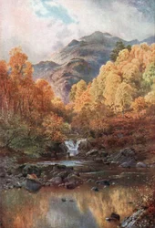 In het hart van de Trossachs, Perthshire (kleurenlitho)
