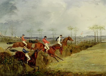 Een steeplechase, over een heg en sloot