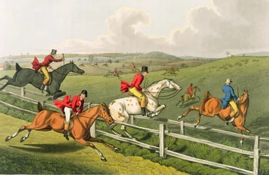 Vossenjacht, geaquarelleerd door I. Clark, uitgegeven door Thomas McLean