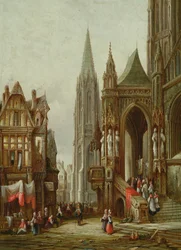 Kerkelijke Processie Betreedt een Kathedraal